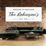 Welcome To Home Family Name White Wall Art
