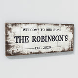 Welcome To Home Family Name White Wood Wall Art