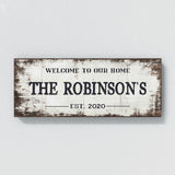 Welcome To Home Family Name White Wood Wall Art