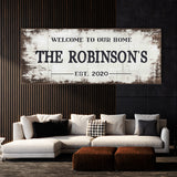 Welcome To Home Family Name White Wood Wall Art