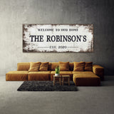 Welcome To Home Family Name White Wood Wall Art