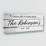 Welcome To Home Family Name White Wood Wall Art