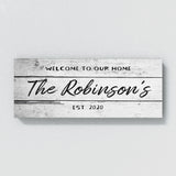 Welcome To Home Family Name White Wood Wall Art