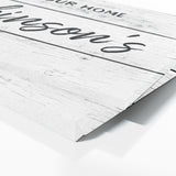 Welcome To Home Family Name White Wood Wall Art