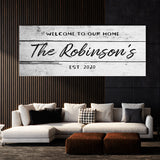 Welcome To Home Family Name White Wood Wall Art