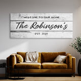 Welcome To Home Family Name White Wood Wall Art
