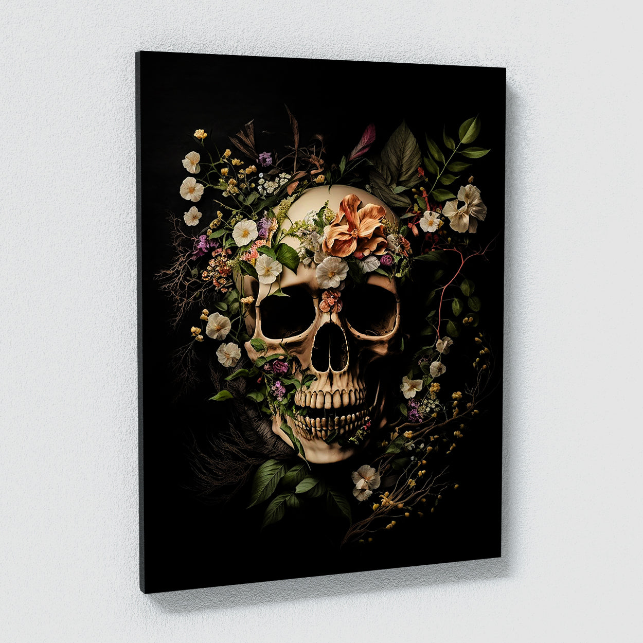 Skull Vintage Flowers Wall Art
