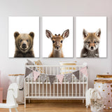 Nursery Baby Bear Deer Wolf 3 Wall Art