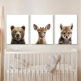 Nursery Baby Bear Deer Wolf 3 Wall Art