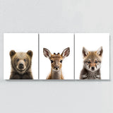 Nursery Baby Bear Deer Wolf 3 Wall Art