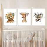 Nursery Baby Bear Deer Wolf 4 Wall Art