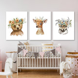 Nursery Baby Bear Deer Wolf 4 Wall Art