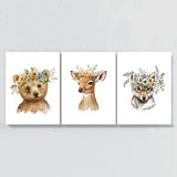 Nursery Baby Bear Deer Wolf 4 Wall Art