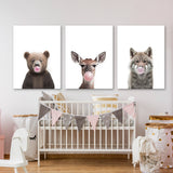 Nursery Baby Bear Deer Wolf 5 Wall Art