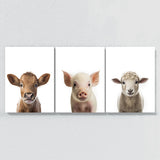 Nursery Baby Cow Pig Sheep 3 Wall Art
