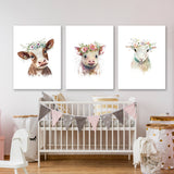 Nursery Baby Cow Pig Sheep 4 Wall Art
