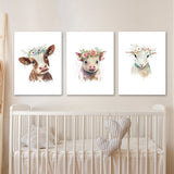 Nursery Baby Cow Pig Sheep 4 Wall Art