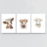 Nursery Baby Cow Pig Sheep 4 Wall Art