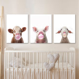 Nursery Baby Cow Pig Sheep 5 Wall Art