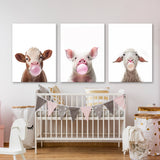 Nursery Baby Cow Pig Sheep 5 Wall Art