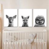 Nursery Baby Deer Fox Owl 2 Wall Art