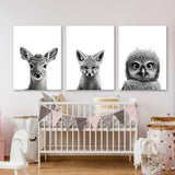 Nursery Baby Deer Fox Owl 2 Wall Art