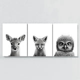 Nursery Baby Deer Fox Owl 2 Wall Art