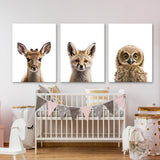 Nursery Baby Deer Fox Owl 3 Wall Art