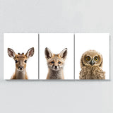 Nursery Baby Deer Fox Owl 3 Wall Art