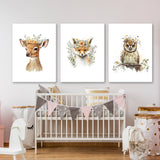 Nursery Baby Deer Fox Owl 4 Wall Art