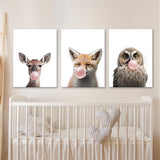 Nursery Baby Deer Fox Owl 5 Wall Art