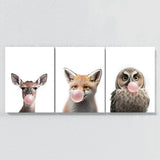 Nursery Baby Deer Fox Owl 5 Wall Art