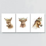 Nursery Baby Donkey Highland Horse 4 Wall Art