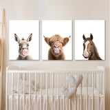 Nursery Baby Donkey Highland Horse 5 Wall Art