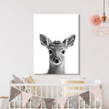 Nursery Baby Deer Black White 176 Wall Art