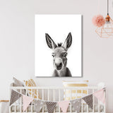 Nursery Baby Donkey Black White 196 Wall Art