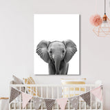 Nursery Baby Elephant Black White 166 Wall Art