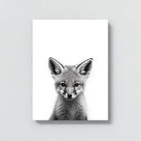 Nursery Baby Fox Black White 195 Wall Art