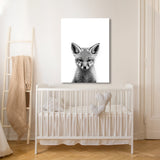Nursery Baby Fox Black White 195 Wall Art