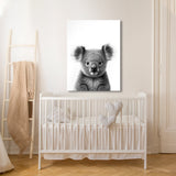 Nursery Baby Koala Black White 192 Wall Art