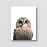 Nursery Baby Owl Bubble Gum 210 Wall Art
