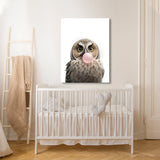 Nursery Baby Owl Bubble Gum 210 Wall Art