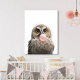 Nursery Baby Owl Bubble Gum 210 Wall Art