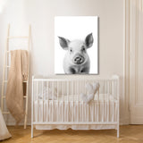 Nursery Baby Pig Black White 182 Wall Art