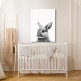 Nursery Baby Rabbit Black White 177 Wall Art