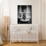 Nursery Baby Raccoon Bathtub 73 Wall Art