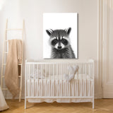 Nursery Baby Raccoon Black White 194 Wall Art