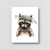 Nursery Baby Raccoon Boho 123 Wall Art