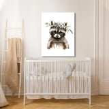 Nursery Baby Raccoon Boho 123 Wall Art