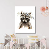 Nursery Baby Raccoon Boho 123 Wall Art